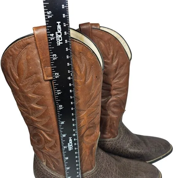 Vintage Union Made Cowboy Western Biker Brown Leather Boots Men's Size 9.5 D