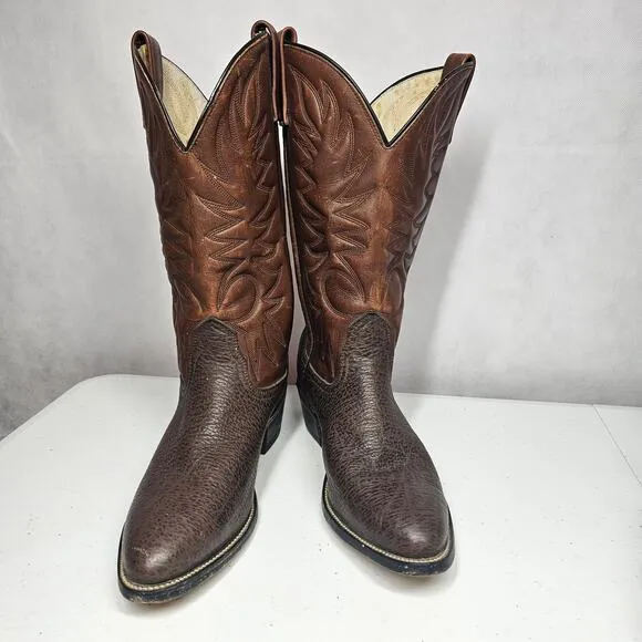 Vintage Union Made Cowboy Western Biker Brown Leather Boots Men's Size 9.5 D