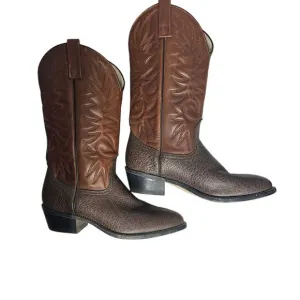 Vintage Union Made Cowboy Western Biker Brown Leather Boots Men's Size 9.5 D