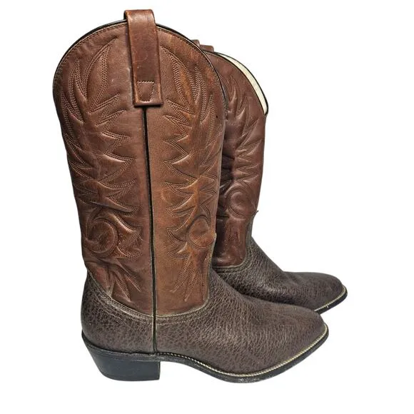 Vintage Union Made Cowboy Western Biker Brown Leather Boots Men's Size 9.5 D