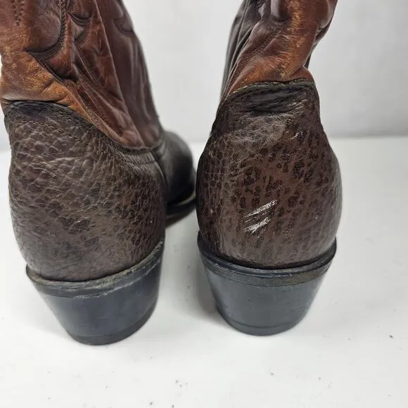 Vintage Union Made Cowboy Western Biker Brown Leather Boots Men's Size 9.5 D