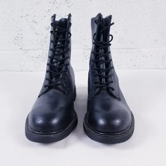 Vintage Wolverine Womens Black Leather Steel Toe Lace Up Combat Boot Size 6