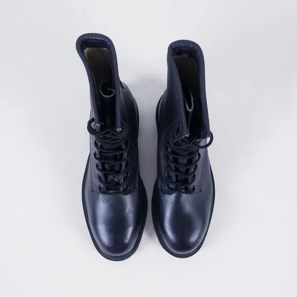Vintage Wolverine Womens Black Leather Steel Toe Lace Up Combat Boot Size 6