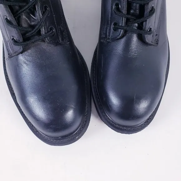 Vintage Wolverine Womens Black Leather Steel Toe Lace Up Combat Boot Size 6