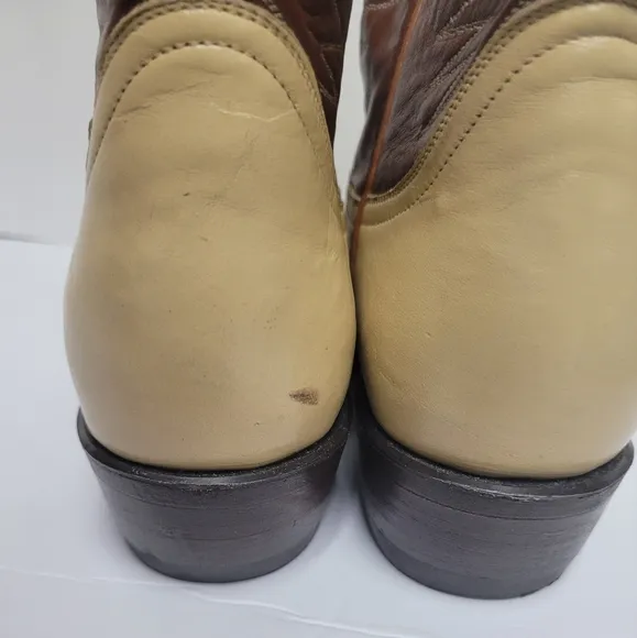 Vintage Women'sTony Lama TwoTone Leather Snakeskin Tip Cowboy Boots Size 5
