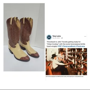 Vintage Women'sTony Lama TwoTone Leather Snakeskin Tip Cowboy Boots Size 5