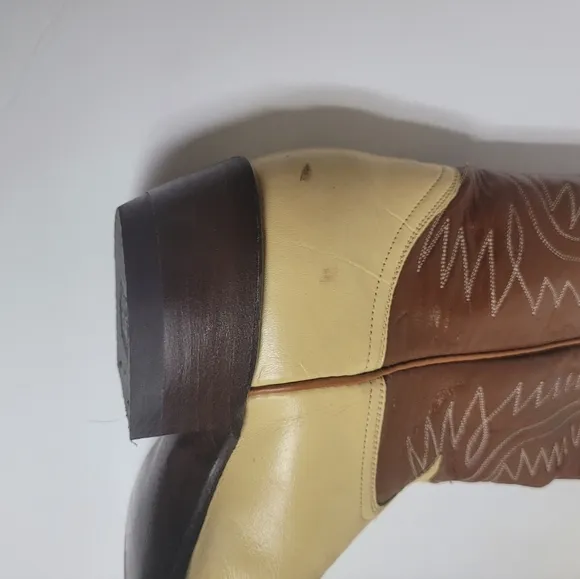 Vintage Women'sTony Lama TwoTone Leather Snakeskin Tip Cowboy Boots Size 5