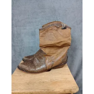 Vintage Zodiac  Leather Women’s Cowboy Boots USA Slouch Top Size 10 Alligator