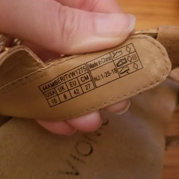 Vionic 10 Tan AMBER Comfort Shoes Leather Sandals Adjustable