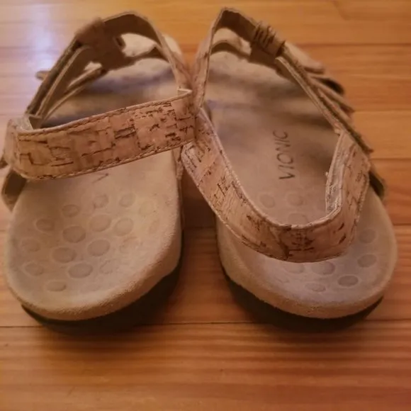 Vionic 10 Tan AMBER Comfort Shoes Leather Sandals Adjustable