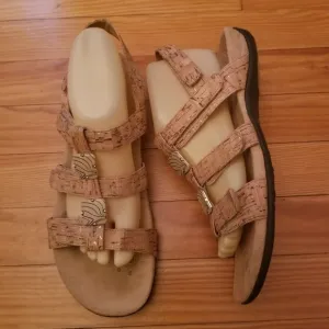 Vionic 10 Tan AMBER Comfort Shoes Leather Sandals Adjustable