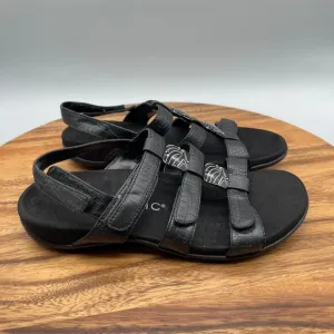 Vionic Amber Sandals Womens Size 7 Black Leather Shoes TVW1275 Adjustable