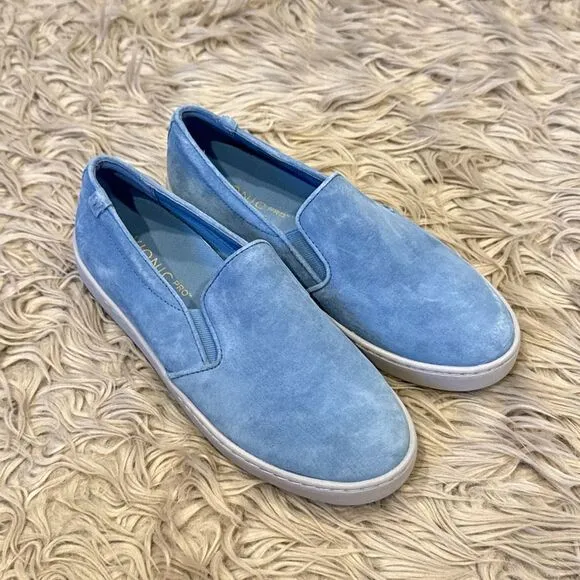 Vionic Avery blue suede slip on shoes size 8.5