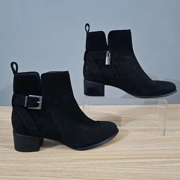 Vionic Boot Sienna Zipper Waterproof Womens Shoe Black Nubuck Leather Size 7