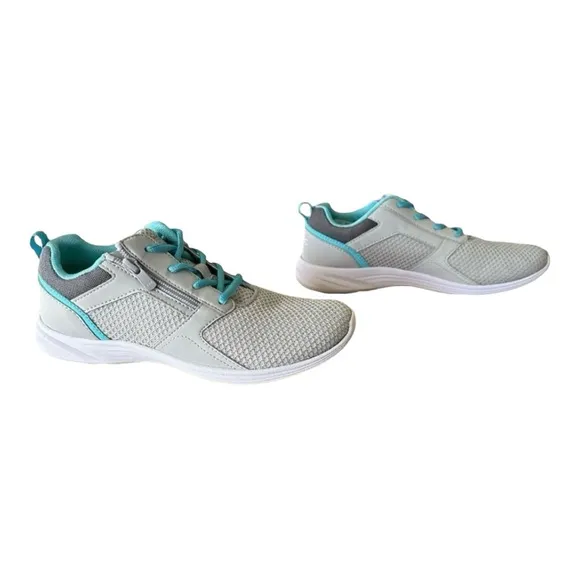 Vionic Lyla Grey Turquoise accents Sneakers Shoes Size 8.5