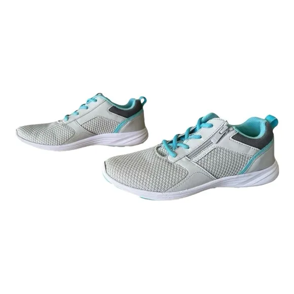 Vionic Lyla Grey Turquoise accents Sneakers Shoes Size 8.5