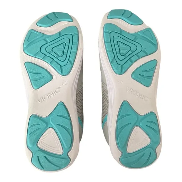 Vionic Lyla Grey Turquoise accents Sneakers Shoes Size 8.5