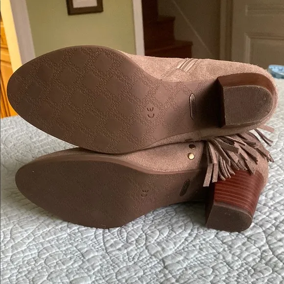 Vionic Suede Ankle Boots with Tassel Detail and Orthaheel Technology
