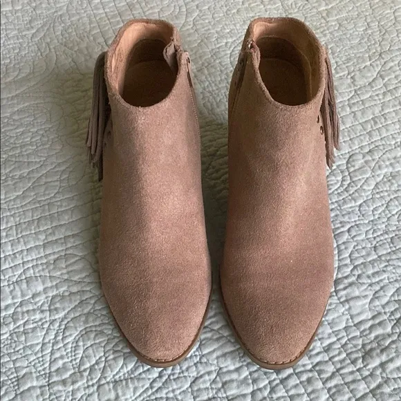 Vionic Suede Ankle Boots with Tassel Detail and Orthaheel Technology