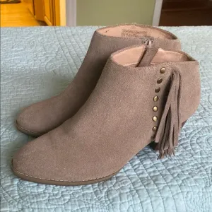 Vionic Suede Ankle Boots with Tassel Detail and Orthaheel Technology