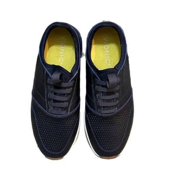 Vionic Trent Sneaker Shoes Men's Navy Blue Leather Athletic Size 9