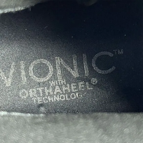 Vionic Women's Gray Suede Ankle Booties with Chain &amp; Buckle Size 6 Casual