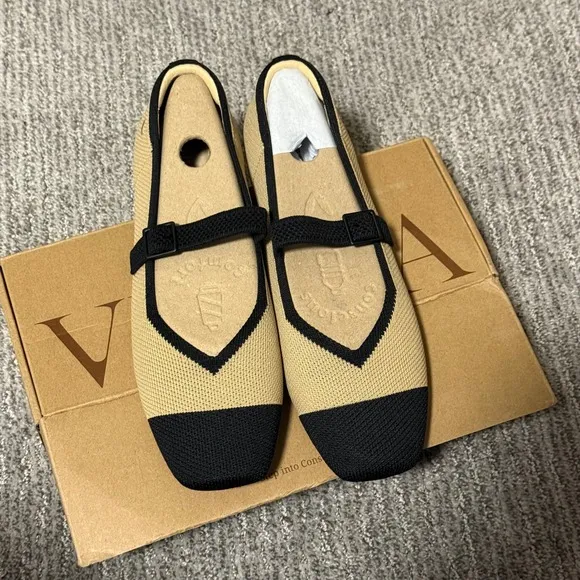 VIVAIA Margot Mary Jane Flats Knit Square Toe Comfortable Ballet Shoes Size 8