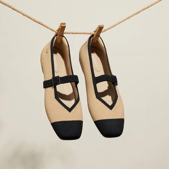 VIVAIA Margot Mary Jane Flats Knit Square Toe Comfortable Ballet Shoes Size 8