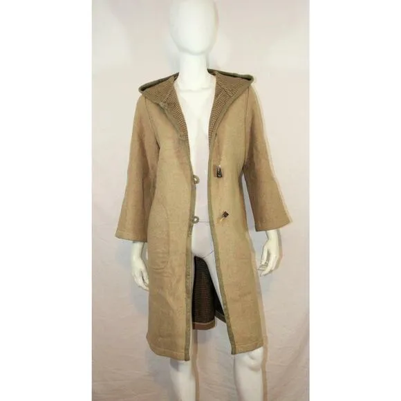 Vtg 60s 70s Betty Barclay Camel Wool Toggle Coat S