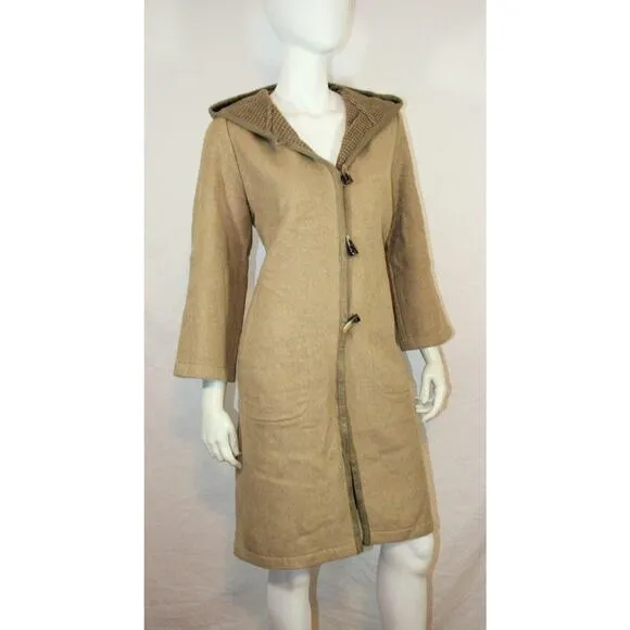 Vtg 60s 70s Betty Barclay Camel Wool Toggle Coat S