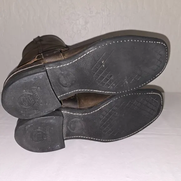 VTG FRYE 87350 Motorcycle Biker Harness Boots Biltrite Dk Brown Sz 11 M Made USA
