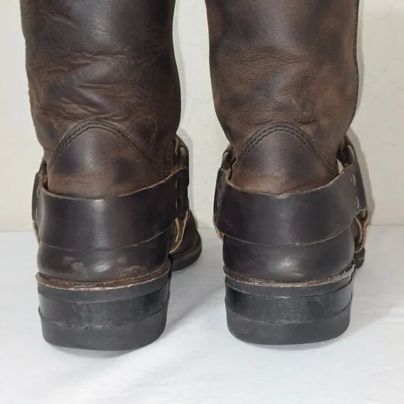 VTG FRYE 87350 Motorcycle Biker Harness Boots Biltrite Dk Brown Sz 11 M Made USA