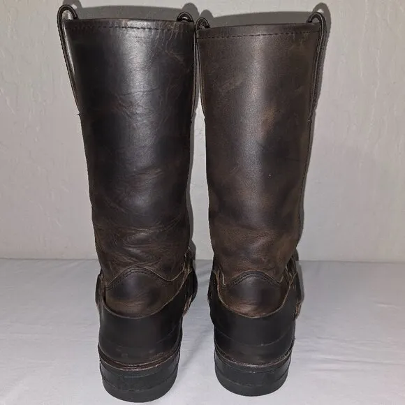 VTG FRYE 87350 Motorcycle Biker Harness Boots Biltrite Dk Brown Sz 11 M Made USA
