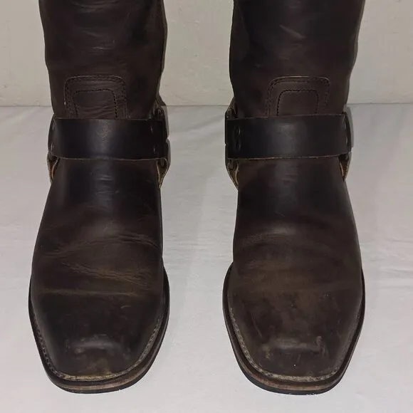 VTG FRYE 87350 Motorcycle Biker Harness Boots Biltrite Dk Brown Sz 11 M Made USA