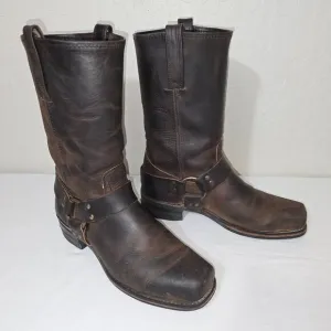 VTG FRYE 87350 Motorcycle Biker Harness Boots Biltrite Dk Brown Sz 11 M Made USA