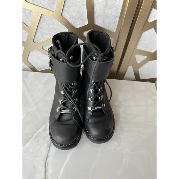 Vtg Harley Davidson 81110 Leather Ankle Strap Moto Boot Women sz  8