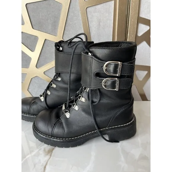 Vtg Harley Davidson 81110 Leather Ankle Strap Moto Boot Women sz  8