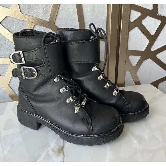 Vtg Harley Davidson 81110 Leather Ankle Strap Moto Boot Women sz  8