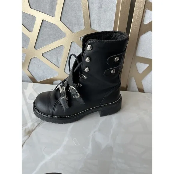 Vtg Harley Davidson 81110 Leather Ankle Strap Moto Boot Women sz  8