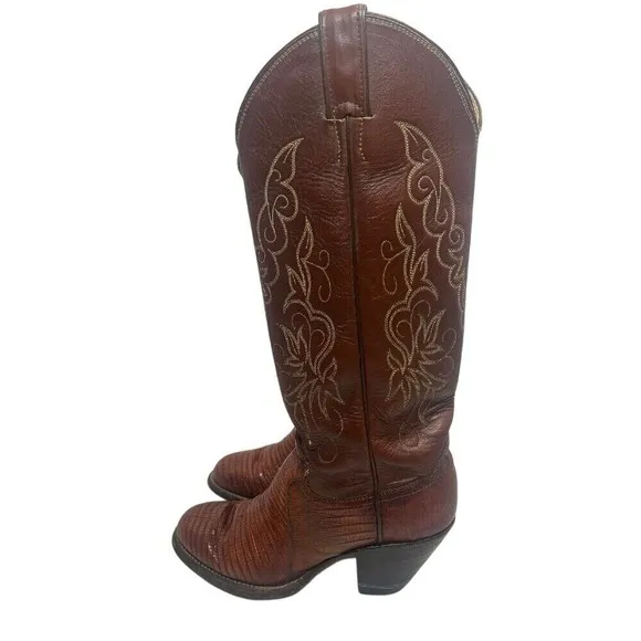 VTG Men's Justin Boots Iguana‎ Lizard Leather Riding Western Cowboy 6B