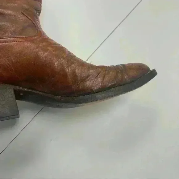 VTG TONY LAMA #5084 Leather Cowboy Western Boots Cognac Marble Brown  10 - B