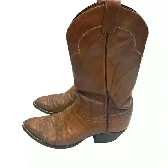 VTG TONY LAMA #5084 Leather Cowboy Western Boots Cognac Marble Brown  10 - B
