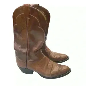 VTG TONY LAMA #5084 Leather Cowboy Western Boots Cognac Marble Brown  10 - B