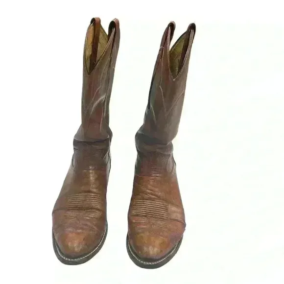 VTG TONY LAMA #5084 Leather Cowboy Western Boots Cognac Marble Brown  10 - B