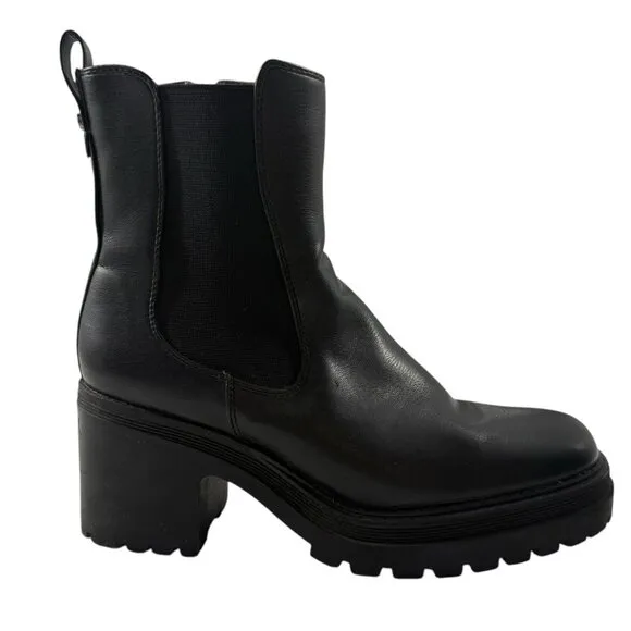 Vtg Y2K 90s Chunky Heel Boot Sz 9.5 Platform Retro Grunge Punk Bratz Goth Black