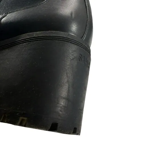 Vtg Y2K 90s Chunky Heel Boot Sz 9.5 Platform Retro Grunge Punk Bratz Goth Black