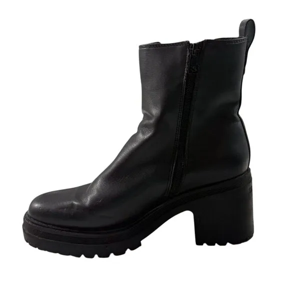 Vtg Y2K 90s Chunky Heel Boot Sz 9.5 Platform Retro Grunge Punk Bratz Goth Black