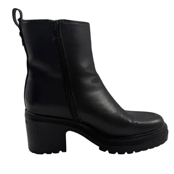 Vtg Y2K 90s Chunky Heel Boot Sz 9.5 Platform Retro Grunge Punk Bratz Goth Black