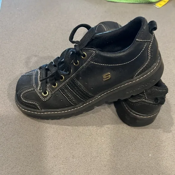 Vtg Y2K Sketchers Jammers Black Leather Platform, Size 8.5