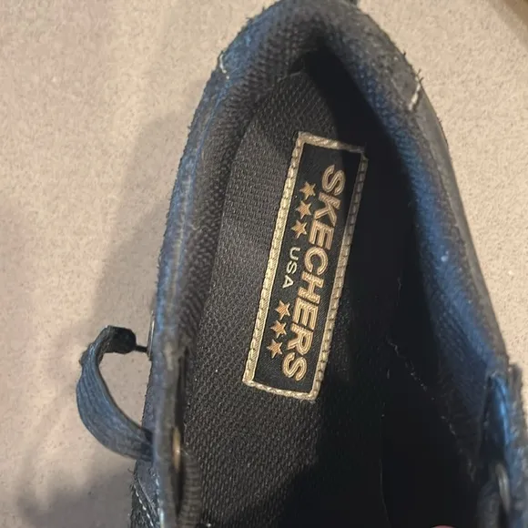 Vtg Y2K Sketchers Jammers Black Leather Platform, Size 8.5